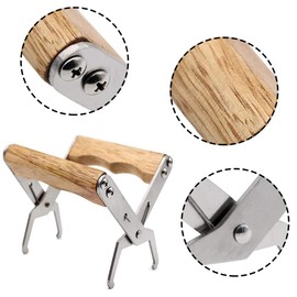Bee Frame Grip, Beekeeping Frame Holder, Stainless Steel Frame Grip Holder, Bee Frame Lifter Gripper, Stainless Steel Beekeeping Equipment Lift Gripper Tool with Wooden Handle for Beekeepers