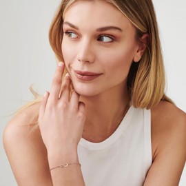 Sign 8 Bracelet for Women Silver Horizontal 8 Bracelet Love Heart Bracelet for Teen Gilrs (Rose Gold)