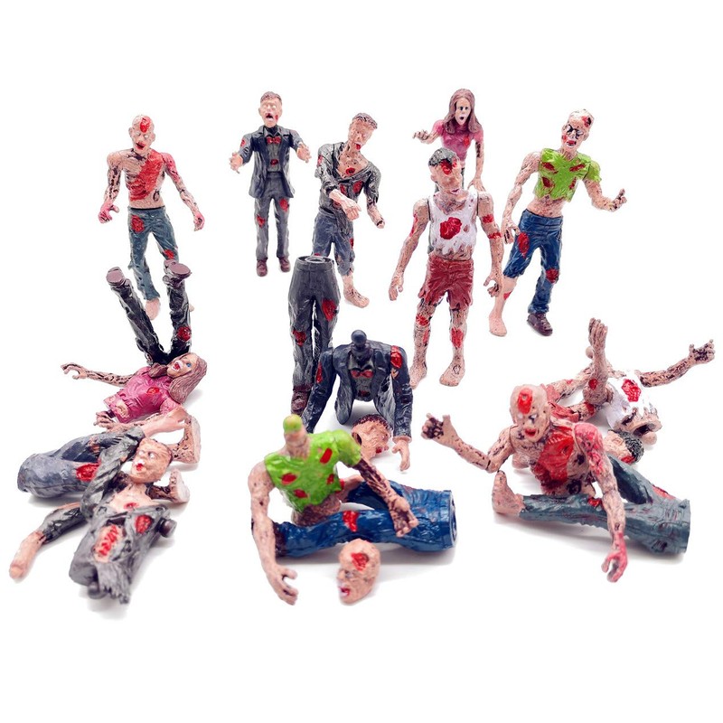 Qiandier Zombie Action Figures Realistic Hand Painted Toy Figurine Models