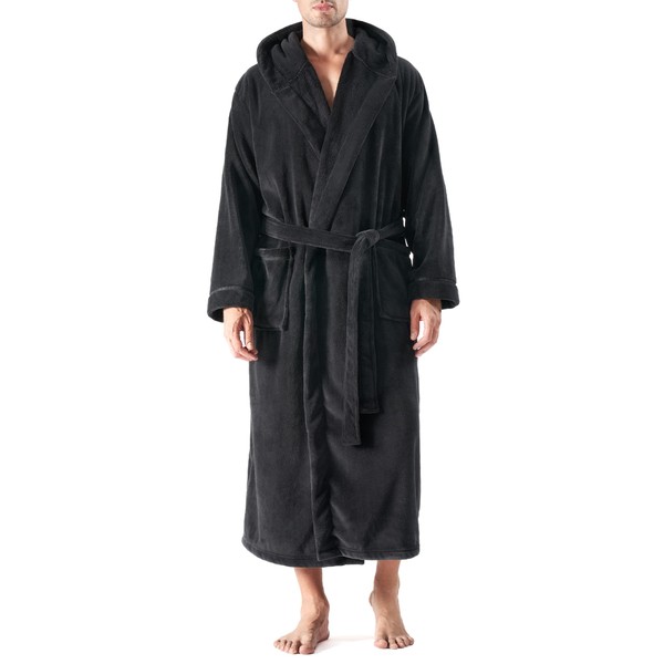 DAVID ARCHY Men's Soft Plush Coral Fleece Robe Full Length