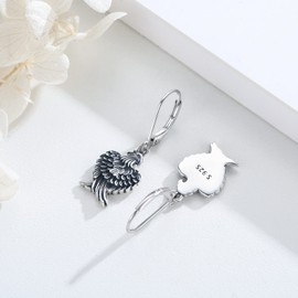Women's Crystal Earrings 925 Silver Cross Crystal Earrings Leverback Drop Earrings Eagle / Snake / Wolf / Hummingbird Lotus Hanging Earrings Jewellery Gifts for Women Girls Teenagers, Sterling Silver