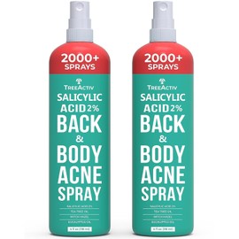 Salicylic Acid Back & Body Acne Spray, Back Acne Solution For Women And Men, Acne Body Spray with Tea Tree Oil, Fast-Drying Back Acne Spray, Fine Mist, Back Acne Spray, 4 fl oz, 2-pack