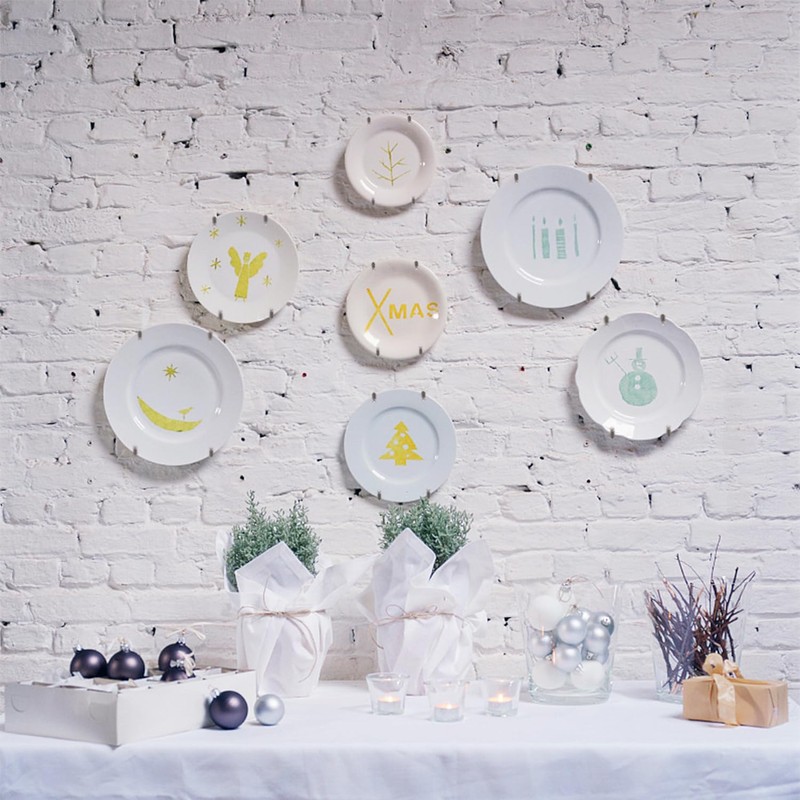 9-Piece Dinner Plate Hooks, 9 Plastic Wall Nails, Dinner Plate