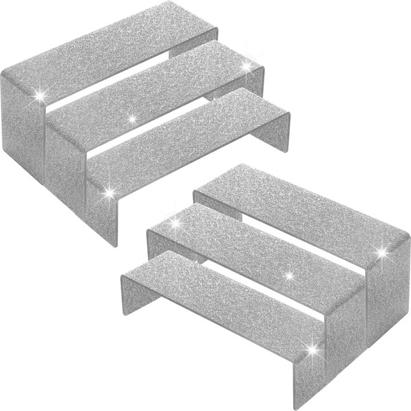 Yiyiring 2 Set Glitter Acrylic Display Stand 6 Pcs Rectangular