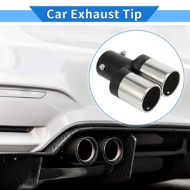 VekAuto Dual Exhaust Tip, 2.4" Inlet 4.9" Outlet 6.7" Length Tailpipe Universal for Car Bolt on Stainless Steel Silver Tone Black
