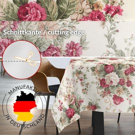 Fabric Tablecloth Washable Table Linen Tablecloth Cotton Polyester Roses 100 x 140 cm Indoor / Outdoor Tablecloth