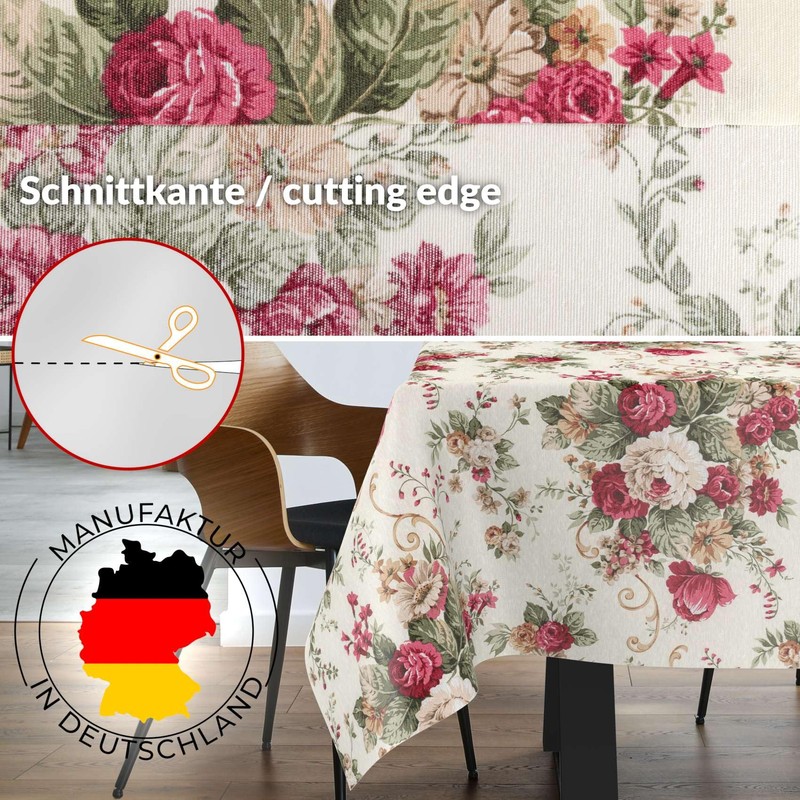 Fabric Tablecloth Washable Table Linen Tablecloth Cotton Polyester Roses 100