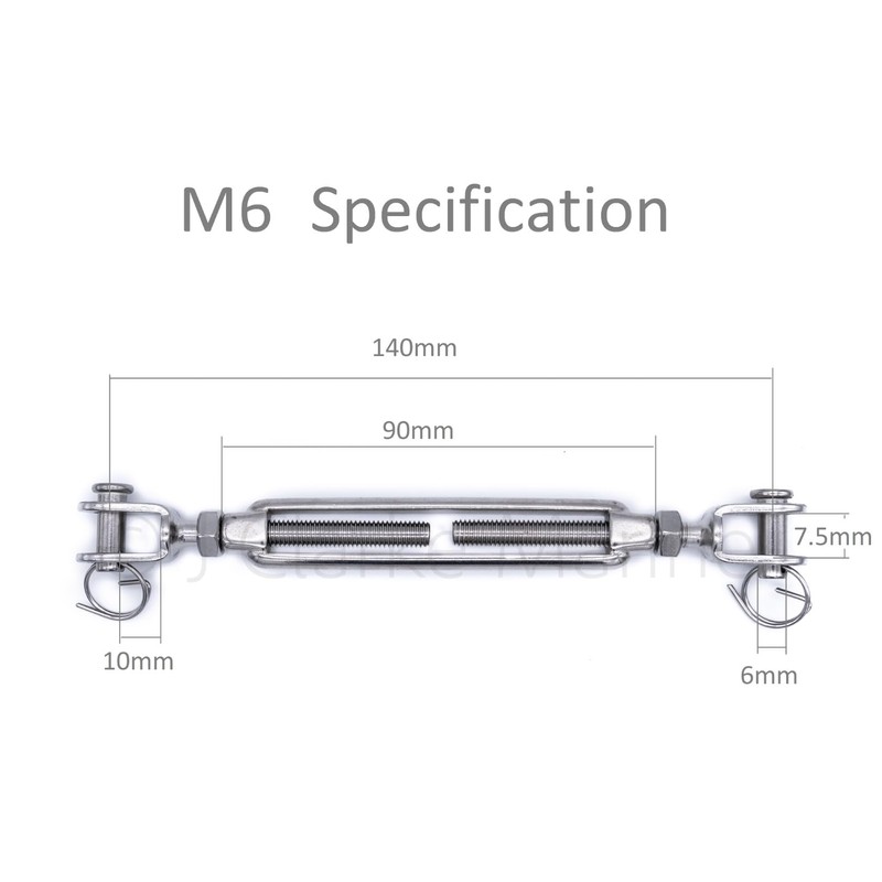 2Pcs 316 Stainless steel turnbuckle rigging screw jaw open body
