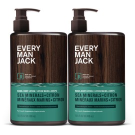 Every Man Jack Mens Sea Minerals + Citron Hand & Body Lotion for All Skin Types - Dermatologist Tested & Hypoallergenic - Nourish Skin with Lightweight Fast Absorbing Lotion - 13.5oz 2 Bottles