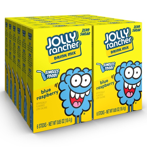 Jolly Rancher Rancher Singles To Go Water Drink Mix, Blue Raspberry, 12 Boxes With 6 Packets Each, 72 Total Servings
