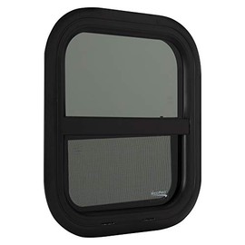 RecPro RV Window | Teardrop 14" W x 16" H Vertical Slide | 1 1/2 Wall Thickness | RV Window Replacement (1 Window, with Trim Kit)