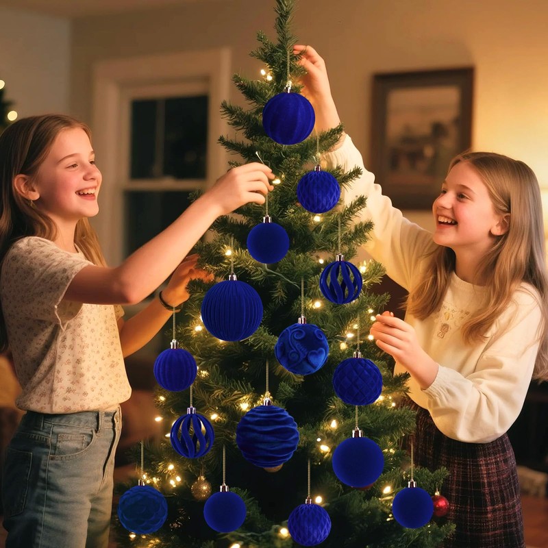 Velvet Hanging Ball Ornaments Set for Christmas Tree
