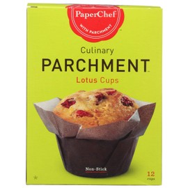 PaperChef Baking Cup: Lotus-Shaped Cupcake and Muffin Liners, Nonstick Parchment Papers, Tin and Ramekin Liner, Biodegradable Paper Supplies, Elegant Design, Kosher-Certified, (Brown, 12 cups)