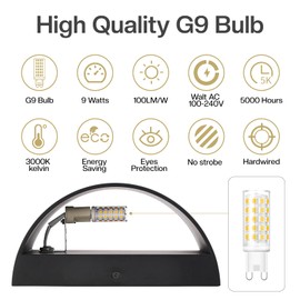 Aiilsmp 4 Pack Black Modern LED Wall Sconce Hardwired Indoor Wall Lights Up and Down Wall Mount Light Fixture for Living Room Bedroom Corridor Hallway Conservatory Warm White 3000K(with G9 Bulbs)