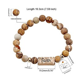 Natural White Turquoise Green Pink Stone Powerful Encouragement Bracelets Charms Heart Mustard Seed Strench Bracelet for Women Y2000-2D-2-FaithSeed