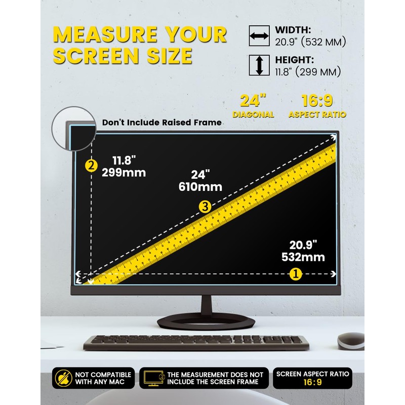 F FORITO 24 Inch 16:9 360°Privacy Screen Protector for Computer