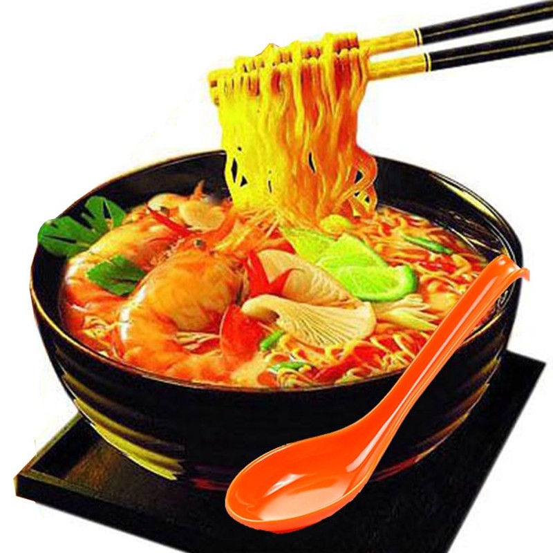 6Pcs Soup Spoon Ramen Noodle Soup Ladle Orange Soup Spoons
