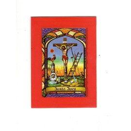 Justo Juez * Just Judge * Bilingual Prayer Card With Vinyl MAGNETIC Sleeve * Estampa Religiosa Bilingue Con Funda De Vinilo.