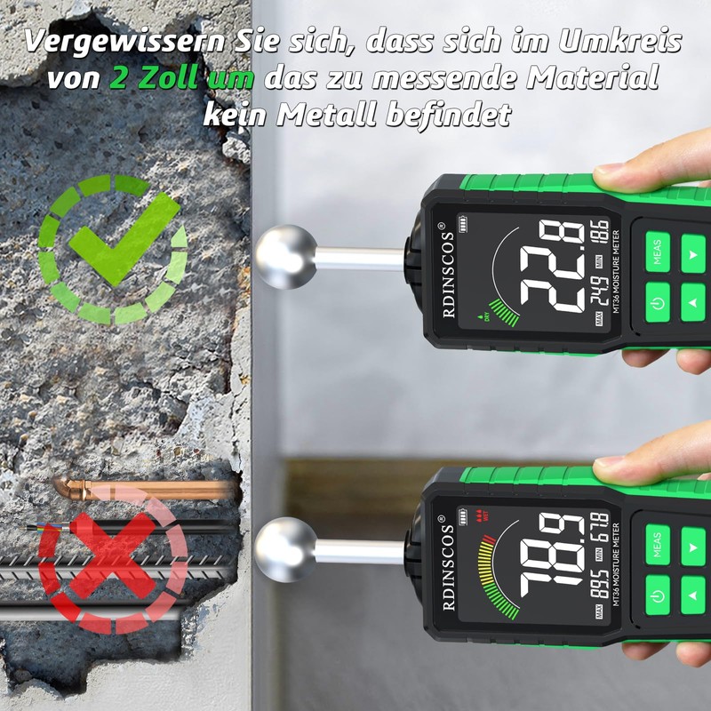 RDINSCOS Ball Shape Moisture Meter Wall & Wood, Colour LCD