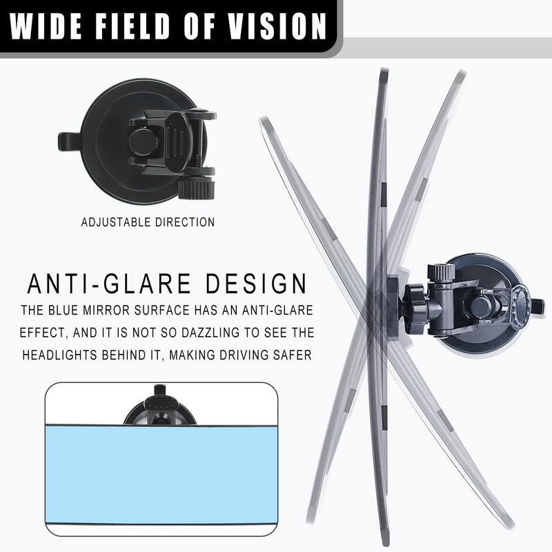12" Universal Rear View Mirror, Upgraded Larger Size Wide Angle