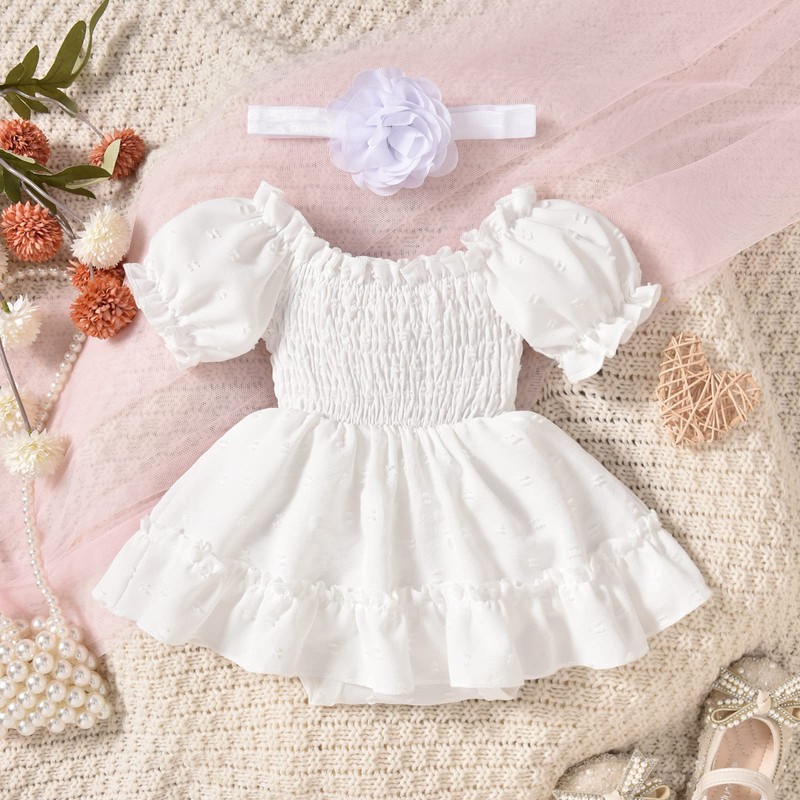 12-18 Months Infant Baby Girls Smocked Dress Summer Clothes Lace