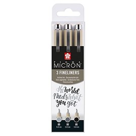 Sakura Pigma Micron 05 fineliner set | 3 pens, black & gray (POXSDK3B)