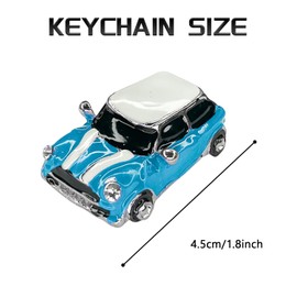HHZL Keychain Cute Mini Car Model Keychain Key Fob Cover Exquisite Creative Metal 3D Car Model Shape Rhinestone Key Chain with Ring for Men Women Auto accessories(Blue&White)