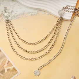 Milakoo Women's Waist Belt Chain Belt Y2K Adjustable Punk Chain Belt Waist Chain Hip Chain Alloy Chain Body Link Outfit for Dresses Jeans, Alloy, No Gemstone