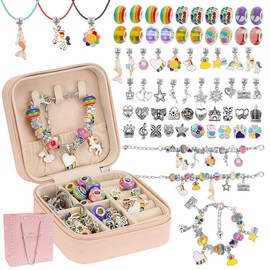 KaeKid Charm Bracelet Making Kit, 68PCS DIY Beaded Jewelry Making Kit (Color)