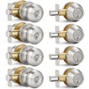 4 Sets Entry Door Knob and Single Cylinder Deadbolt Combo