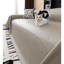 vctops Waterproof Thick PU Leather Sofa Covers for Sectional Sofa Luxury Couch Cover for Dogs Loveseat Covers Futon Cover L Shaped Cover Wipeable Couch Protector (Beige,71"x51")