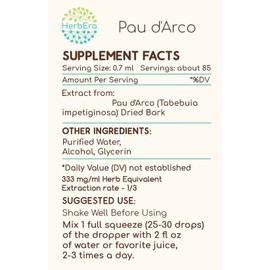 PAU d'Arco A60 Alcohol Herbal Extract Tincture, Concentrated Liquid Drops Natural PAU d'Arco (Tabebuia Impetiginosa) Dried Bark (2 fl oz)