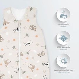 Julius Zöllner Jersey Summer Sleeping Bag, 0.5 Tog, Washable at 60°C, Made in Germany, Oeko-Tex Standard 100, Savannah Beige, Size 50/56