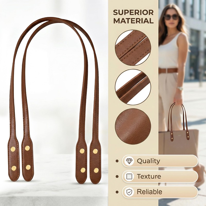 Winsyison 4pcs Leather Purse Band with Rivets, 28.15in, Coffee &
