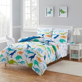 Kids Bedding Set Bed in a Bag for Boys and Girls Toddlers Printed Sheet Set and Comforter , Full, Dinosaur