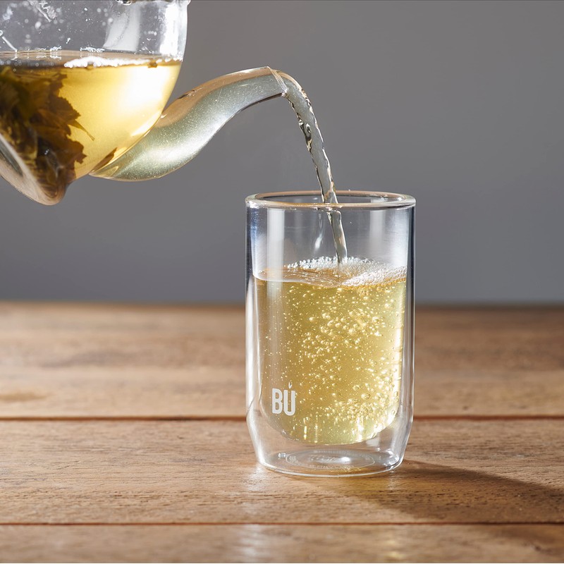BU Brew Doppelwandige Kaffeetasse aus Glas, Schnee, 454 ml