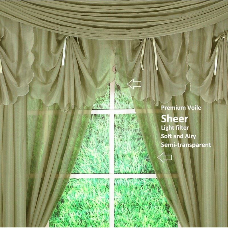 Today's Curtain Emelia Original Voile Panel 84", Dusty Leaf, 60"