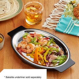 TrueCraftware-11-5/8" x 8" Oval Stainless Steel Sizzling Platter - Sizzler Platter Serving Platter Large Sizzling Platter Serving Tray Perfect for Meats Steak Fish And Vegetables