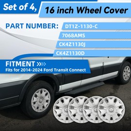 16" Wheel Hubcaps Fits for 2014-2024 Ford Transit Connect 16 inch Wheel Cover Silver, Set of 4,CK4Z1130J, CK4Z1130D, DT1Z-1130-C,7068AMS