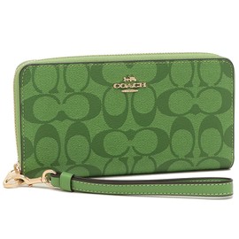 Coach fc4452 Women's Outlet Long Wallet, SIGNATURE LONG ZIP AROUND WALLET, Round Zipper, (22) IMMA1 Green