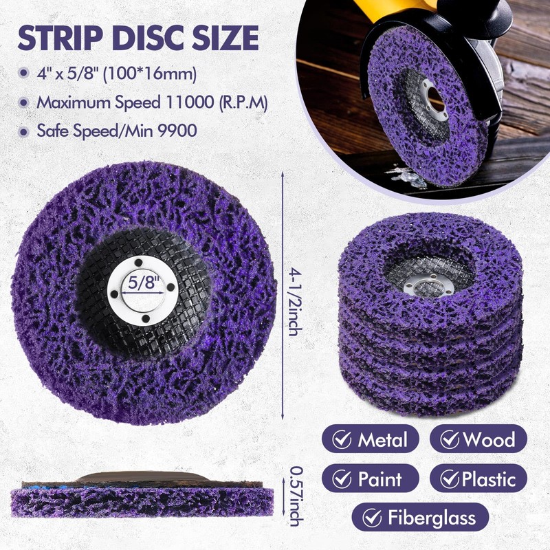 Landhoow 20 Pcs Strip Discs Rust Remover Wheel 4" x