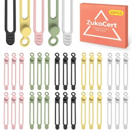 ZukoCert - 30 bridas de silicona para cables, bridas de goma reutilizables y bridas de engranaje, bridas flexibles de silicona con cierre y bridas de cable para gestión y organización de cables, 5