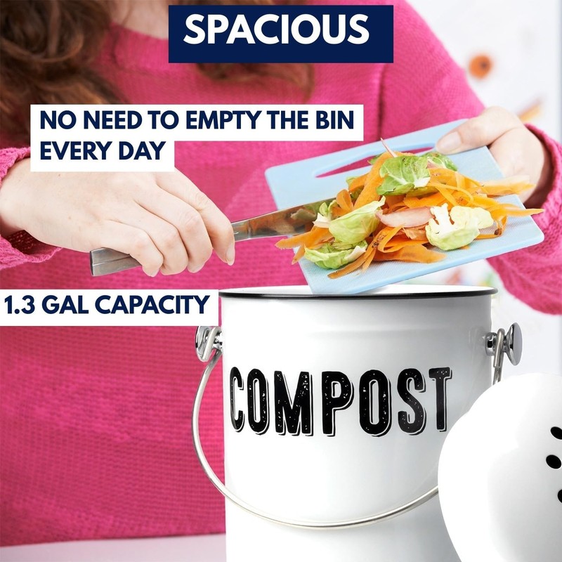 Granrosi Countertop Compost Bin Kitchen - 1.3 Gal Indoor Compost