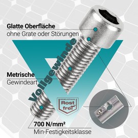 VOOXA Stainless Steel A2 DIN912 Cylinder Head Screws M8 x 25 mm + Aluminium Slot Nut Ball M8, Set of 10 | for Moldul Height 30 mm, Photovoltaic Mounting Rail, PV Systems