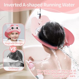 Lonlown Shower Cap Shield for Kids Baby Shower Cap for 1-10 Years Kids Bath Visor for Toddler Hair Washing Shield Cute Rabbit Shape Makes Baby Bath More Fun