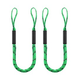 Boat Bungee Dock Lines with Loop and Foam Floats – 4FT (Extends to 5.5FT) Elastic Mooring Ropes for Quick Temporary Docking for Pontoon, Jon Boat, and Small Vessels,2Pack (Green&Black)