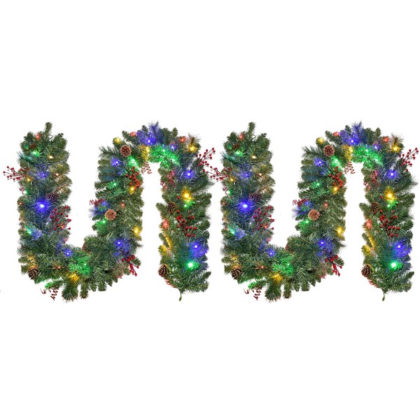 HOYECHI Set of 2 Prelit Christmas Garlands - 9FT Each