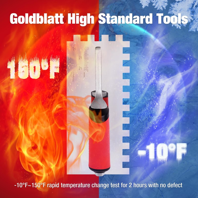 Goldblatt 1/2" Square Notch Trowel, Made of Premium Stainless Steel