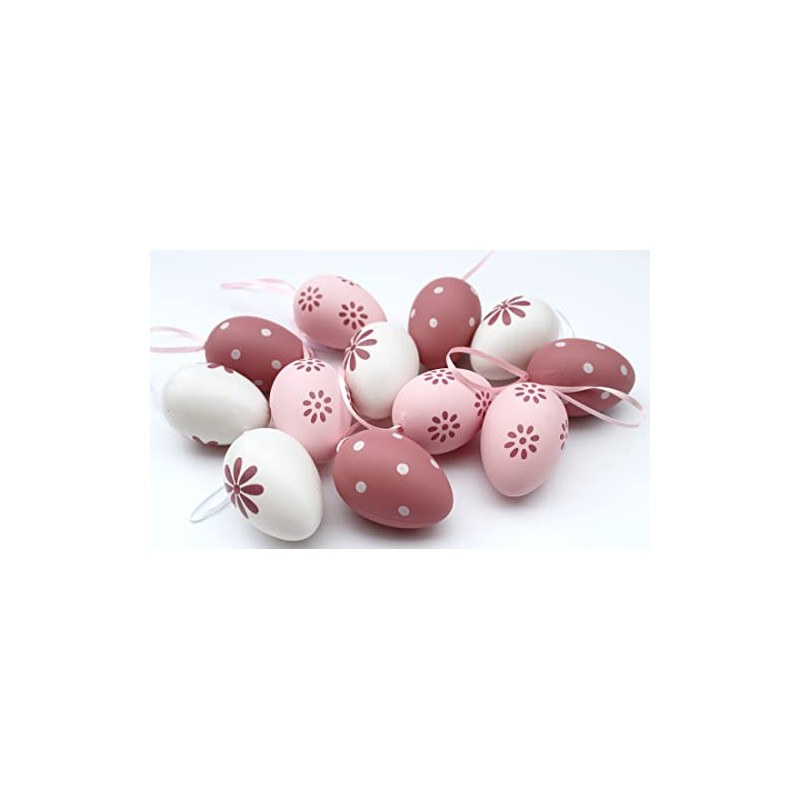 LB H&F Set of 12 Easter Eggs Plastic for Hanging