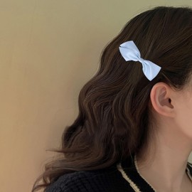 Xduargs Vintage Bow Hair Clips Silk Bow Knot Hair Clip Barrette Small Satin Bow Hair Pin Barrettes Ponytail Hairclips Cute Bow Hair Clip Satin Ribbon Bow Hairpin Clip for Women Headdress(Blue)